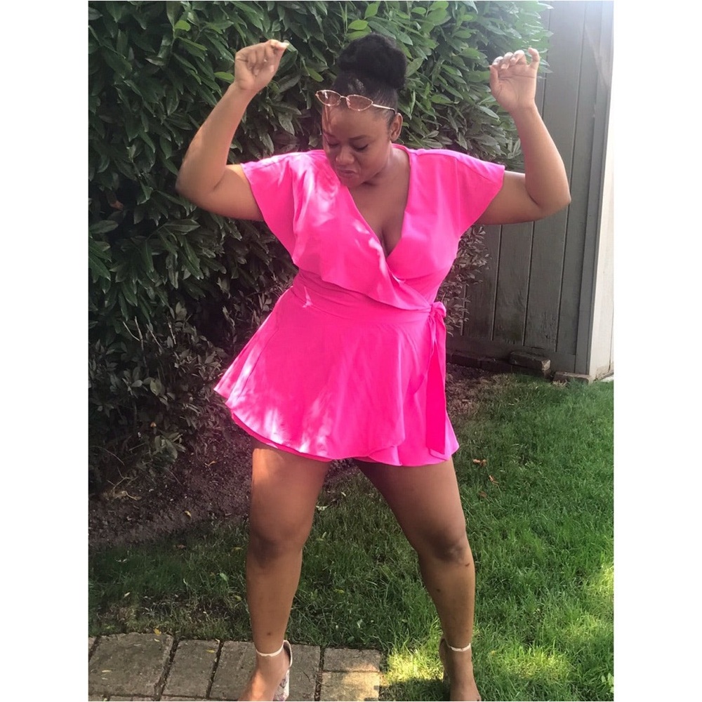 Vibrant Pink Wrap Romper